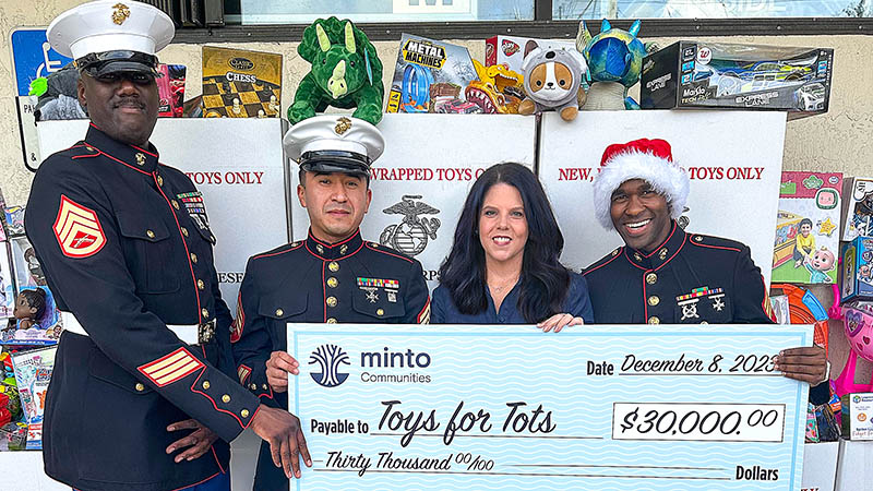 Minto Communities of Coconut Creek Donates $30,000 to Toys for Tots